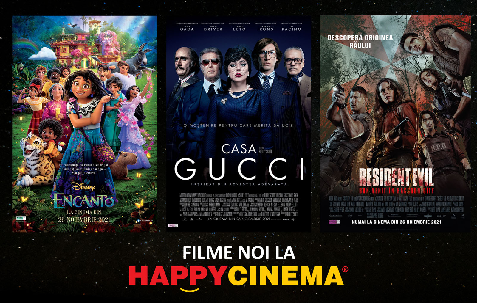 ENCANTO, CASA GUCCI și RESIDENT EVIL la Happy Cinema  în mini-vacanța de 1 decembrie
